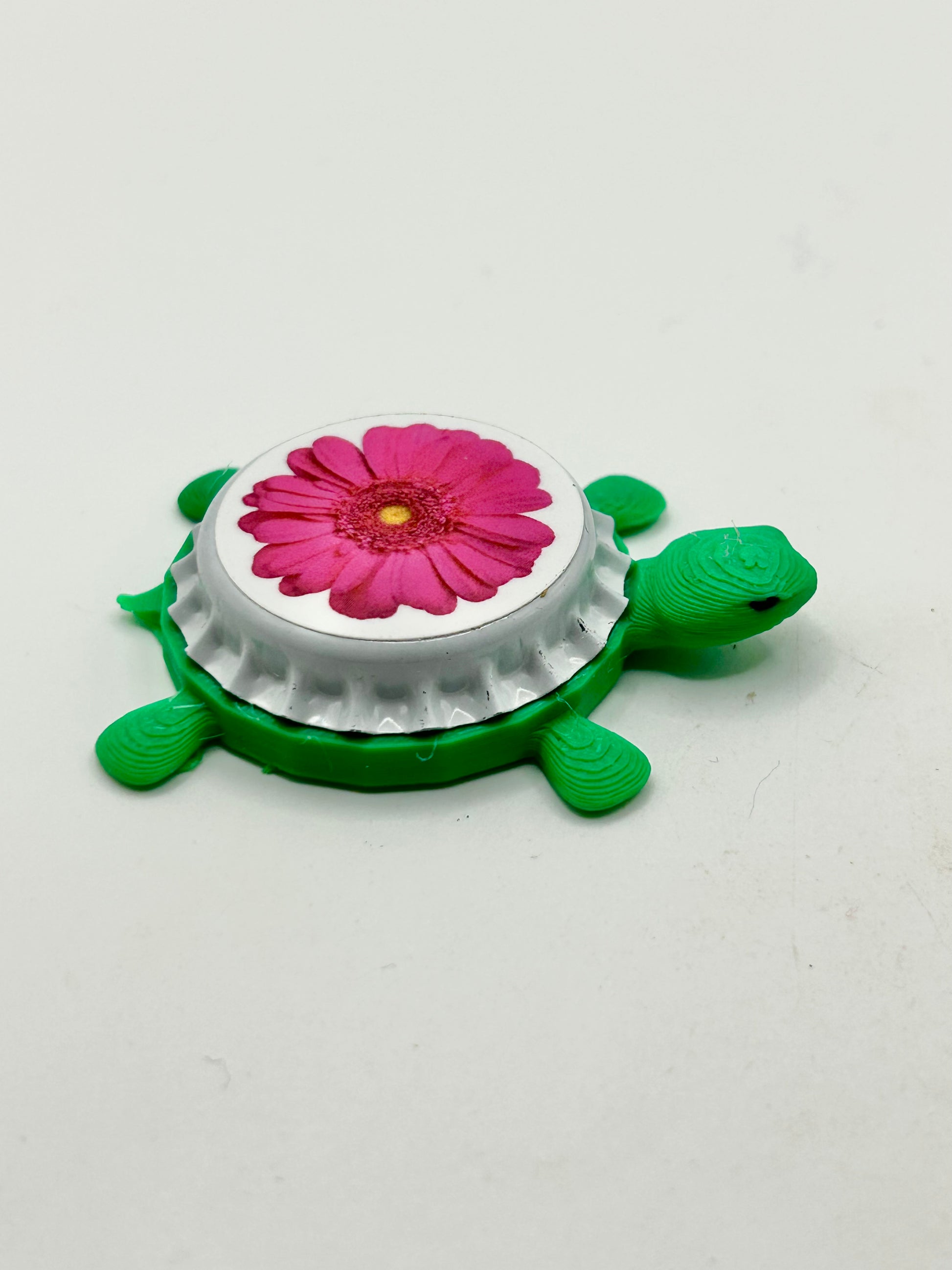 Pink Flower - Bottle Cap Magnet Turtle Shell Shocked Art