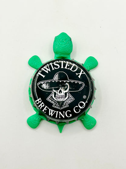 Twisted X Brewing - Bottle Cap Magnet Turtle Shell Shocked Art
