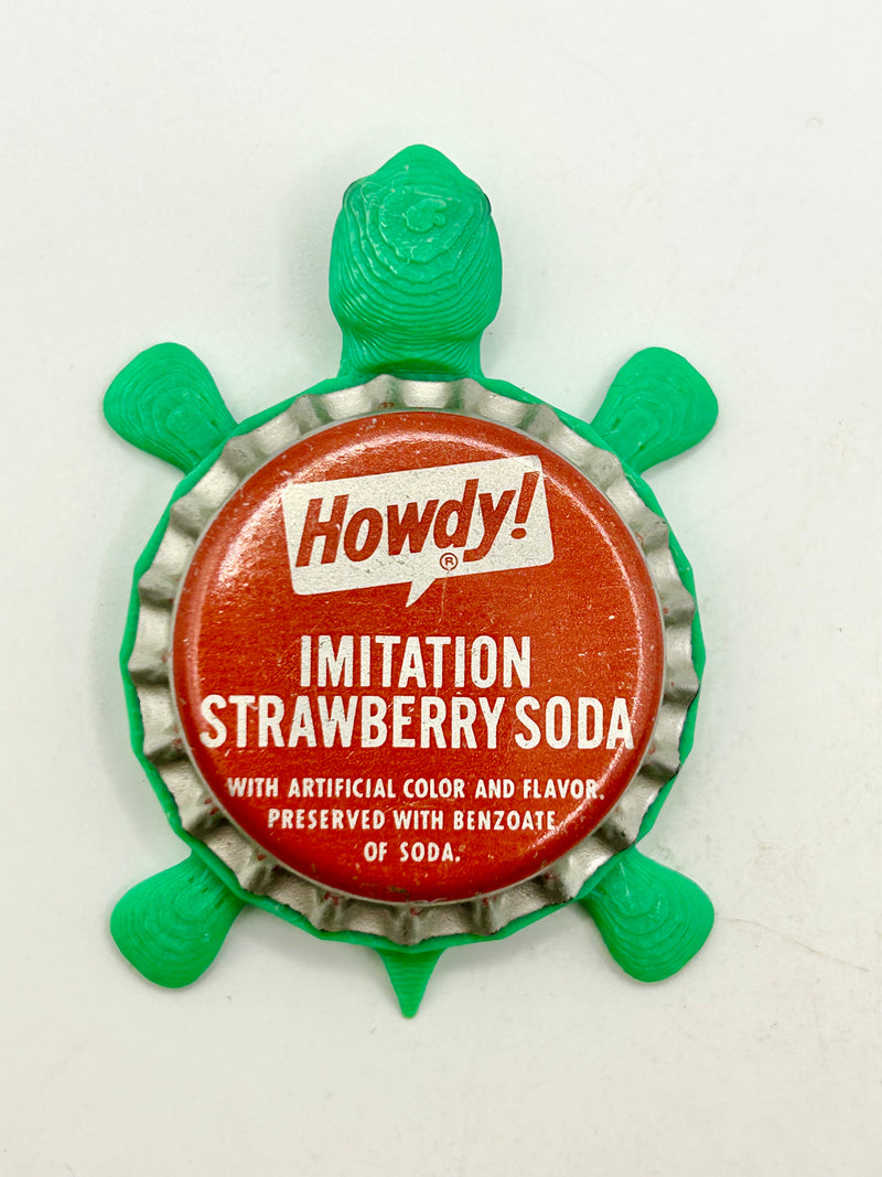 Howdy Strawberry Soda (Vintage) - Bottle Cap Magnet Turtle Shell Shocked Art