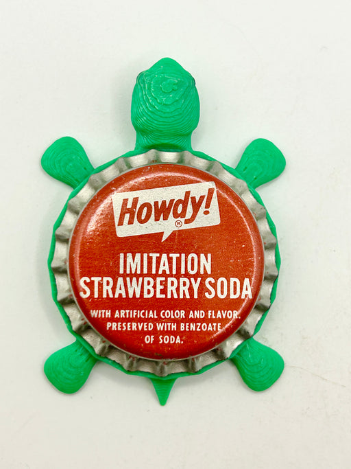 Howdy Strawberry Soda (Vintage) - Bottle Cap Magnet Turtle Shell Shocked Art