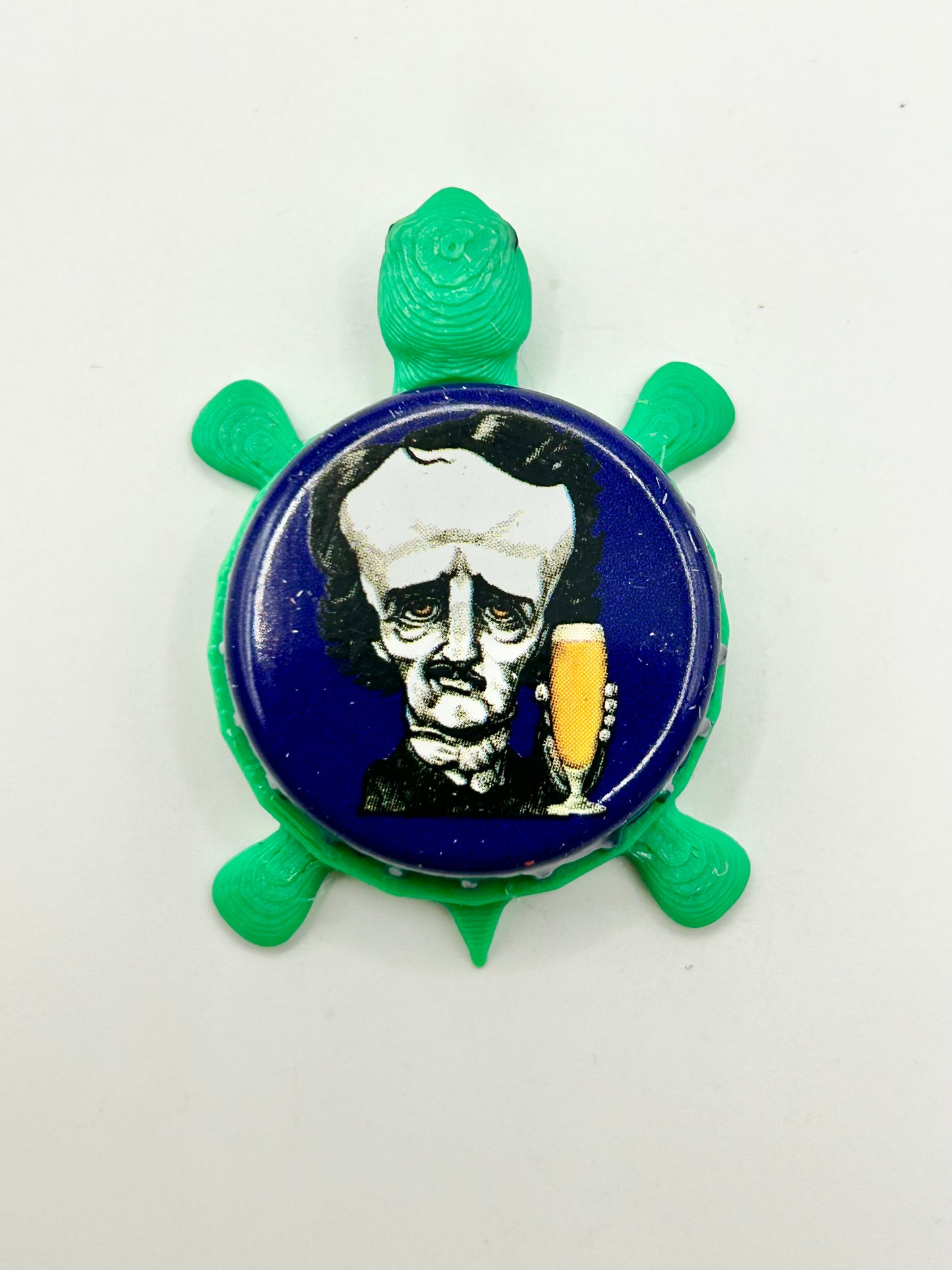 Edgar Allan Poe (Dark Blue) - Raven Brewery - Bottle Cap Magnet Turtle