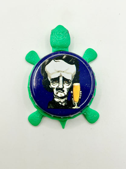 Edgar Allan Poe (Dark Blue) - Raven Brewery - Bottle Cap Magnet Turtle Shell Shocked Art