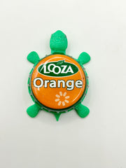Looza Orange Juice - Bottle Cap Magnet Turtle Shell Shocked Art