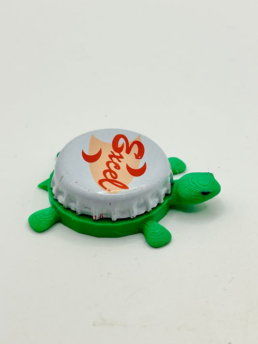 Excel Soda - Bottle Cap Magnet Turtle Shell Shocked Art