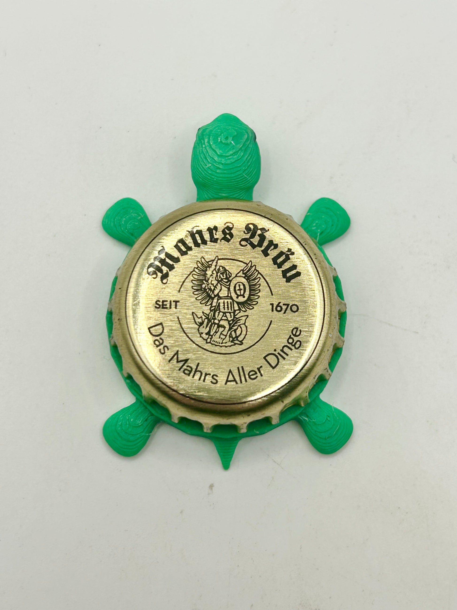 Bamberger Mahr’s Brau (Gold) - Bottle Cap Magnet Turtle Shell Shocked Art