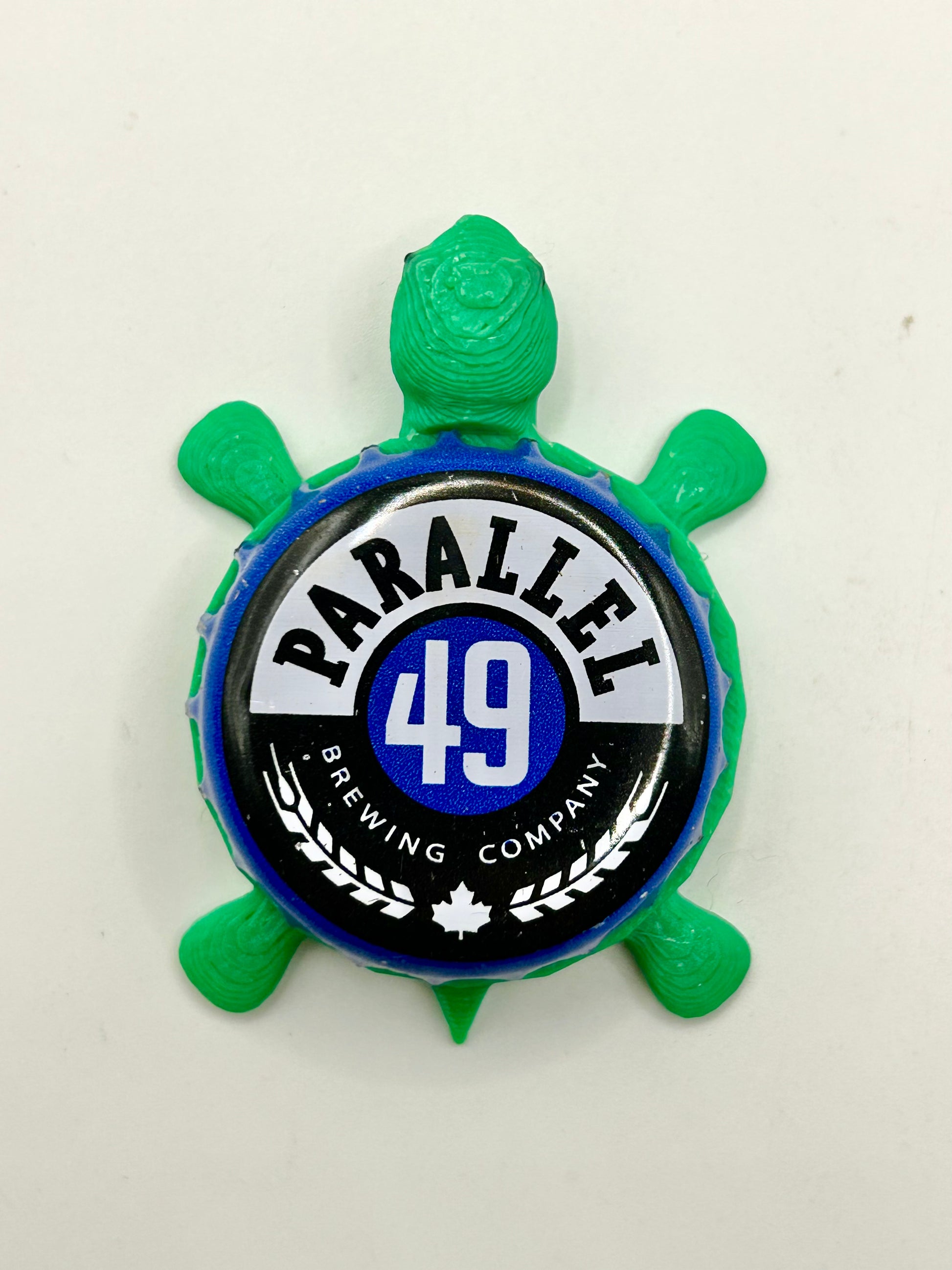 Parallel 49 Brewing (Blue) - Bottle Cap Magnet Turtle Shell Shocked Art