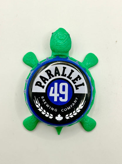 Parallel 49 Brewing (Blue) - Bottle Cap Magnet Turtle Shell Shocked Art