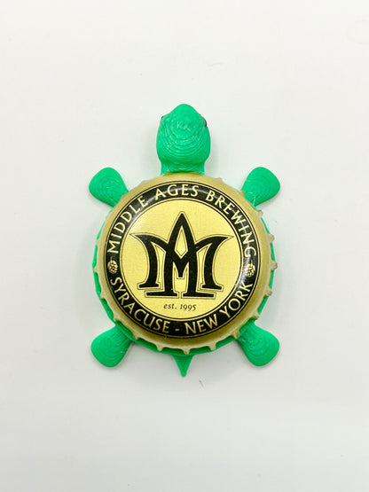 Middle Ages Brewing (Vintage) - Bottle Cap Magnet Turtle Shell Shocked Art