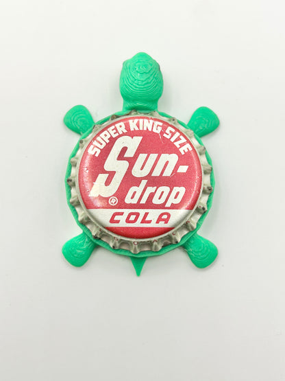 Sun Drop Cola - Bottle Cap Magnet Turtle Shell Shocked Art