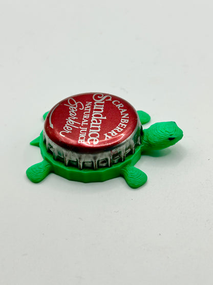 Sundance Cranberry Sparkler - Bottle Cap Magnet Turtle Shell Shocked Art