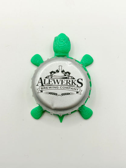 Aleworks Brewing - Bottle Cap Magnet Turtle Shell Shocked Art