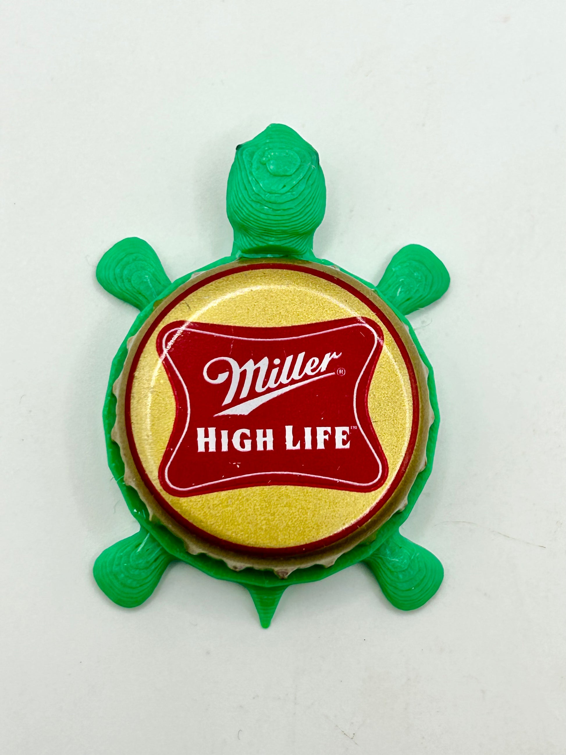 Miller High Life (Red Trim) - Bottle Cap Magnet Turtle Shell Shocked Art