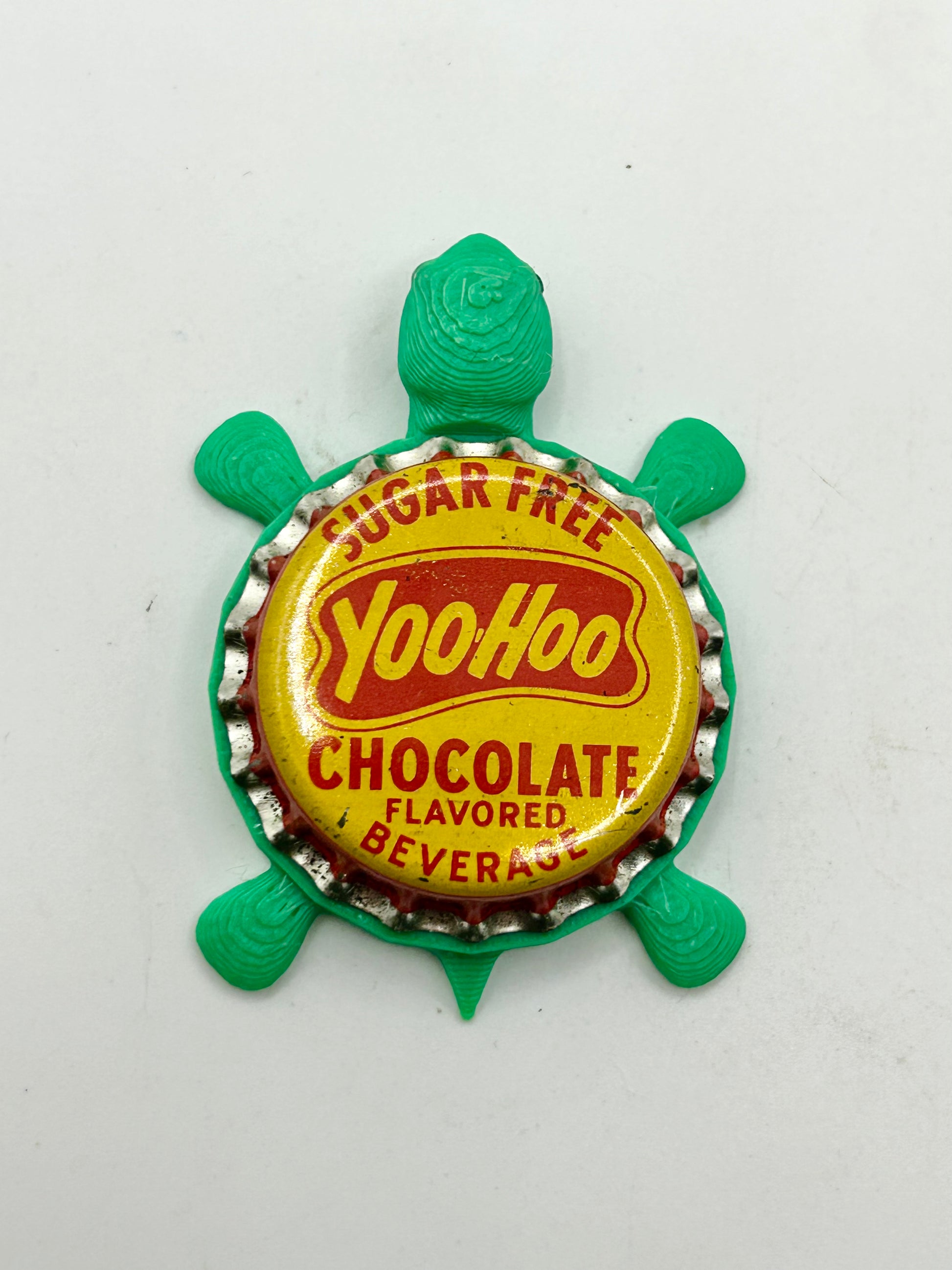 YooHoo Chocolate Beverage (Sugar Free) - Bottle Cap Magnet Turtle Shell Shocked Art