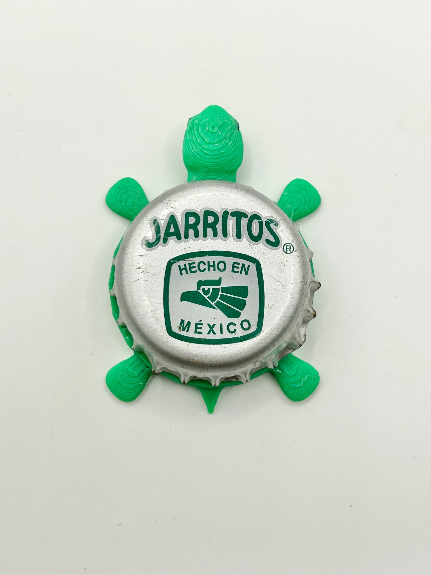 Jarritos (Green and Silver) - Bottle Cap Magnet Turtle