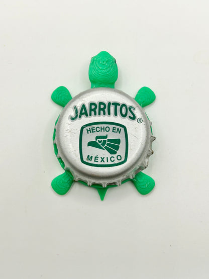 Jarritos (Green and Silver) - Bottle Cap Magnet Turtle Shell Shocked Art