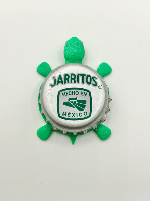 Jarritos (Green and Silver) - Bottle Cap Magnet Turtle Shell Shocked Art