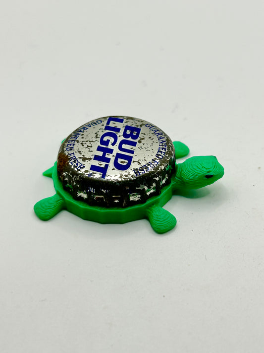 Bud Light (Vintage) - Bottle Cap Magnet Turtle Shell Shocked Art