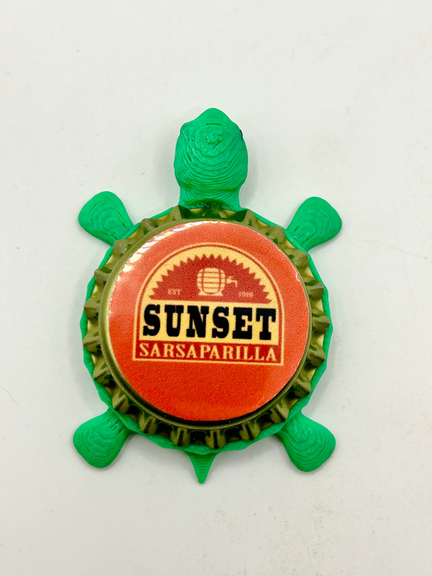 Sunset Sarsaparilla (Fallout) - Bottle Cap Magnet Turtle Shell Shocked Art
