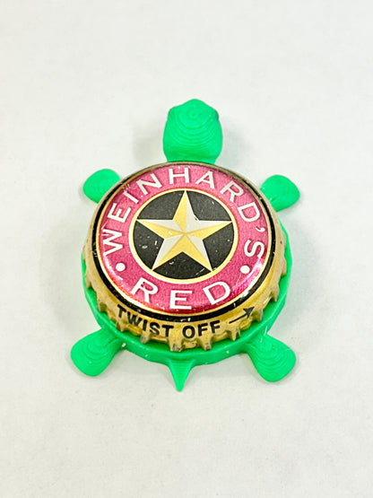 Weinhard’s Red - Bottle Cap Magnet Turtle Shell Shocked Art