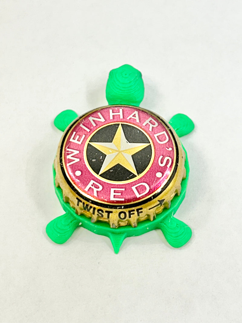 Weinhard’s Red - Bottle Cap Magnet Turtle Shell Shocked Art