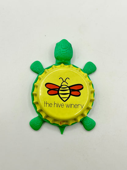 The Hive Winery - Bottle Cap Magnet Turtle Shell Shocked Art