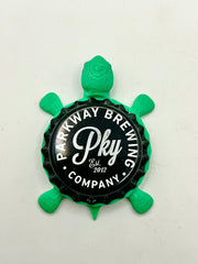 Parkway Brewing - Bottle Cap Magnet Turtle Shell Shocked Art