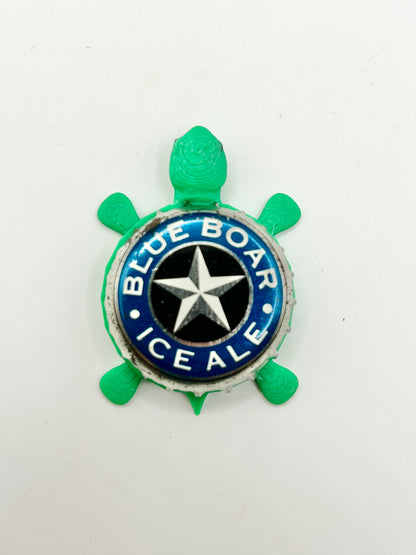 Blue Boar Ice Ale - Bottle Cap Magnet Turtle Shell Shocked Art