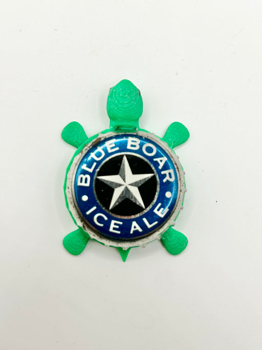 Blue Boar Ice Ale - Bottle Cap Magnet Turtle Shell Shocked Art