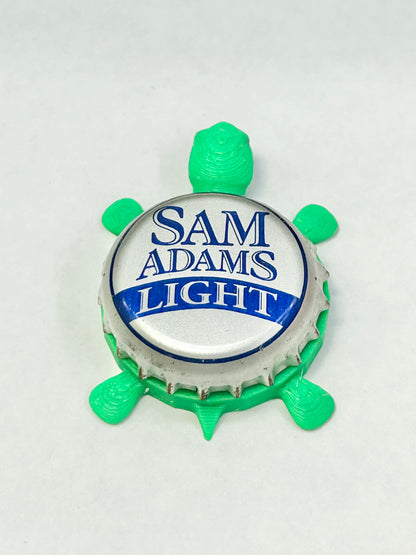 Sam Adams Light - Bottle Cap Magnet Turtle Shell Shocked Art