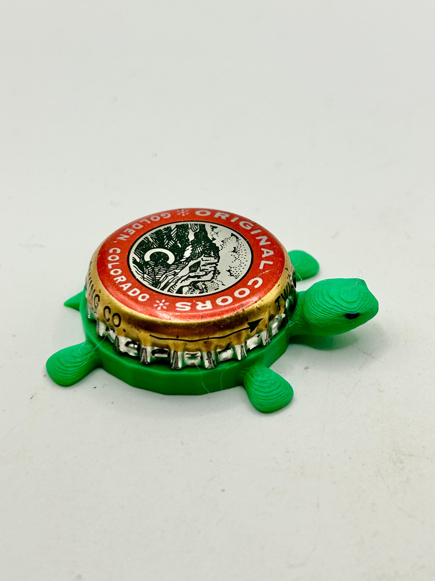 Original Coors - Bottle Cap Magnet Turtle Shell Shocked Art