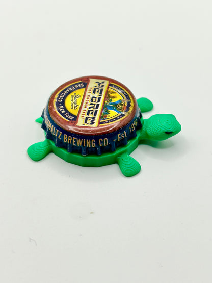 Shmaltz Hebrew Beer - Bottle Cap Magnet Turtle Shell Shocked Art