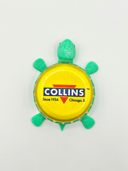 Collins (Yellow) - Bottle Cap Magnet Turtle Shell Shocked Art