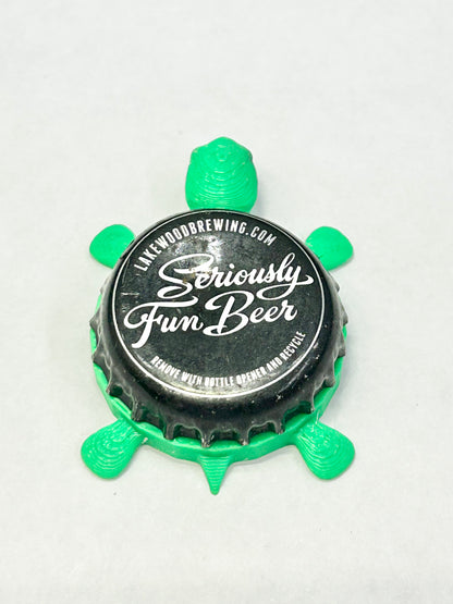 Lakewood Brewing - Seriously Fun Beer - Bottle Cap Magnet Turtle Shell Shocked Art