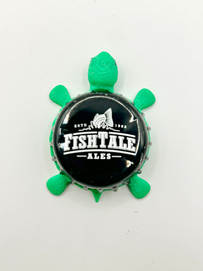 Fish Tale Ales - Bottle Cap Magnet Turtle Shell Shocked Art