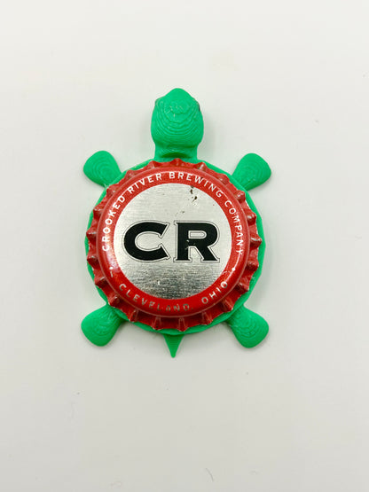 Crooked River Brewing - Bottle Cap Magnet Turtle Shell Shocked Art