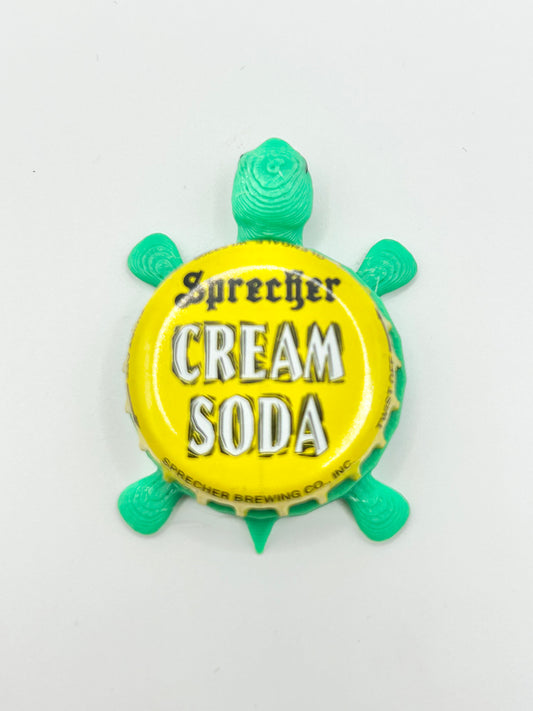 Sprecher Cream Soda (Yellow) - Bottle Cap Magnet Turtle