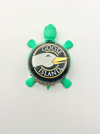 Goose Island (Large Goose) - Bottle Cap Magnet Turtle Shell Shocked Art