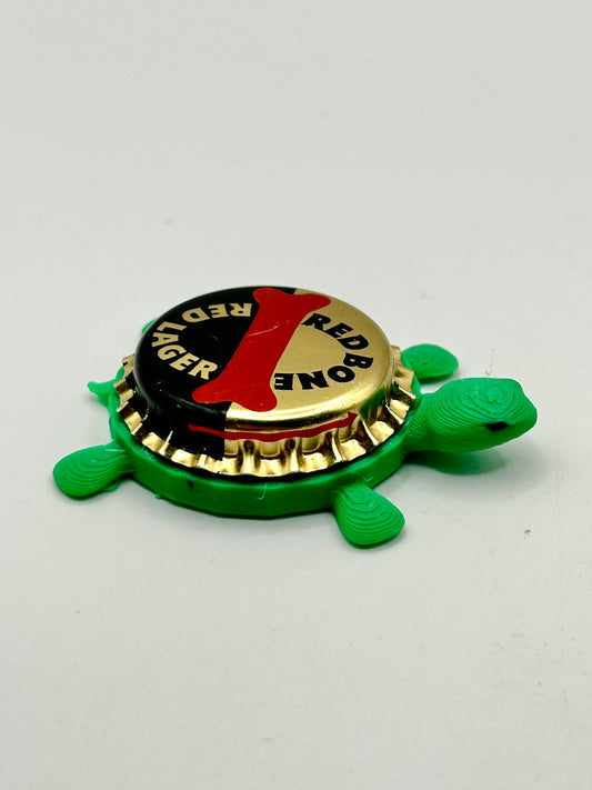Red Bone Red Lager - Bottle Cap Magnet Turtle Shell Shocked Art