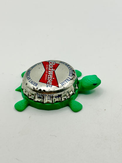 Budweiser (Silver) - Bottle Cap Magnet Turtle Shell Shocked Art