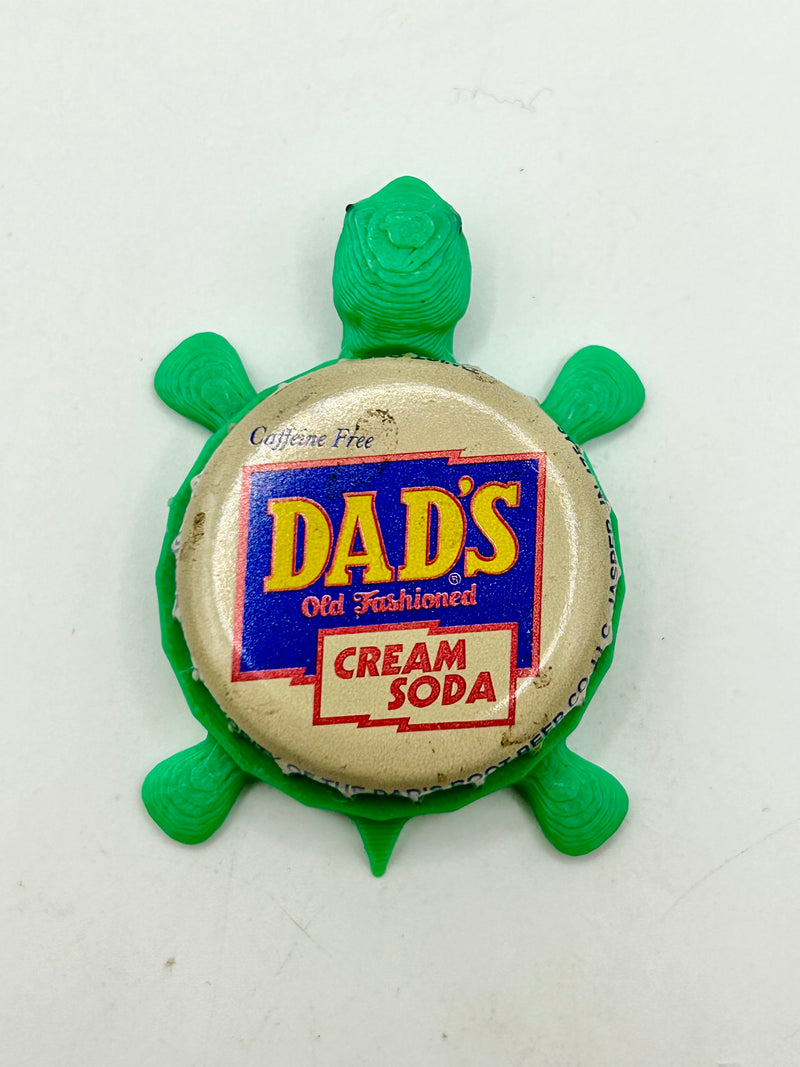 Dad’s Cream Soda - Bottle Cap Magnet Turtle Shell Shocked Art