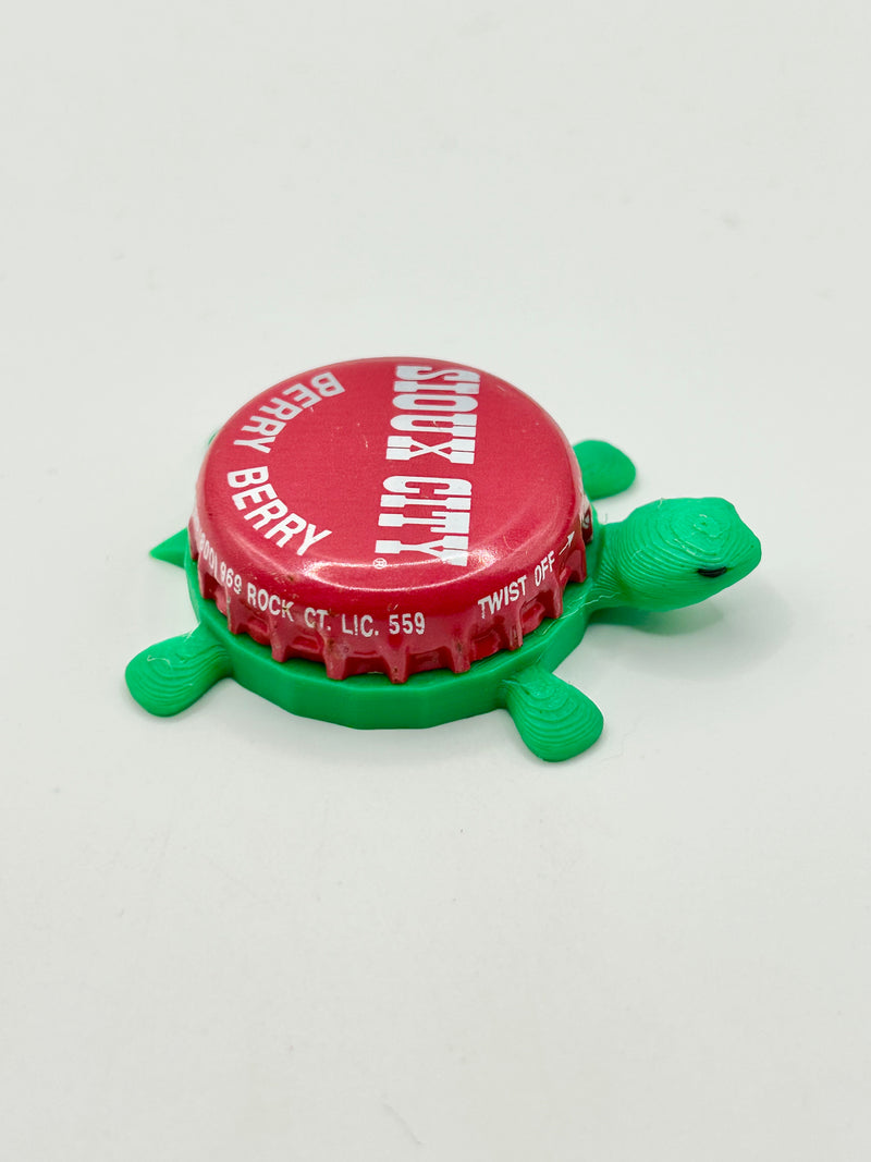 Sioux City Berry Berry Soda - Bottle Cap Magnet Turtle Shell Shocked Art