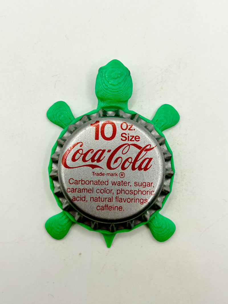 Coca Cola (Silver, 10 oz) - Bottle Cap Magnet Turtle (Copy) Shell Shocked Art