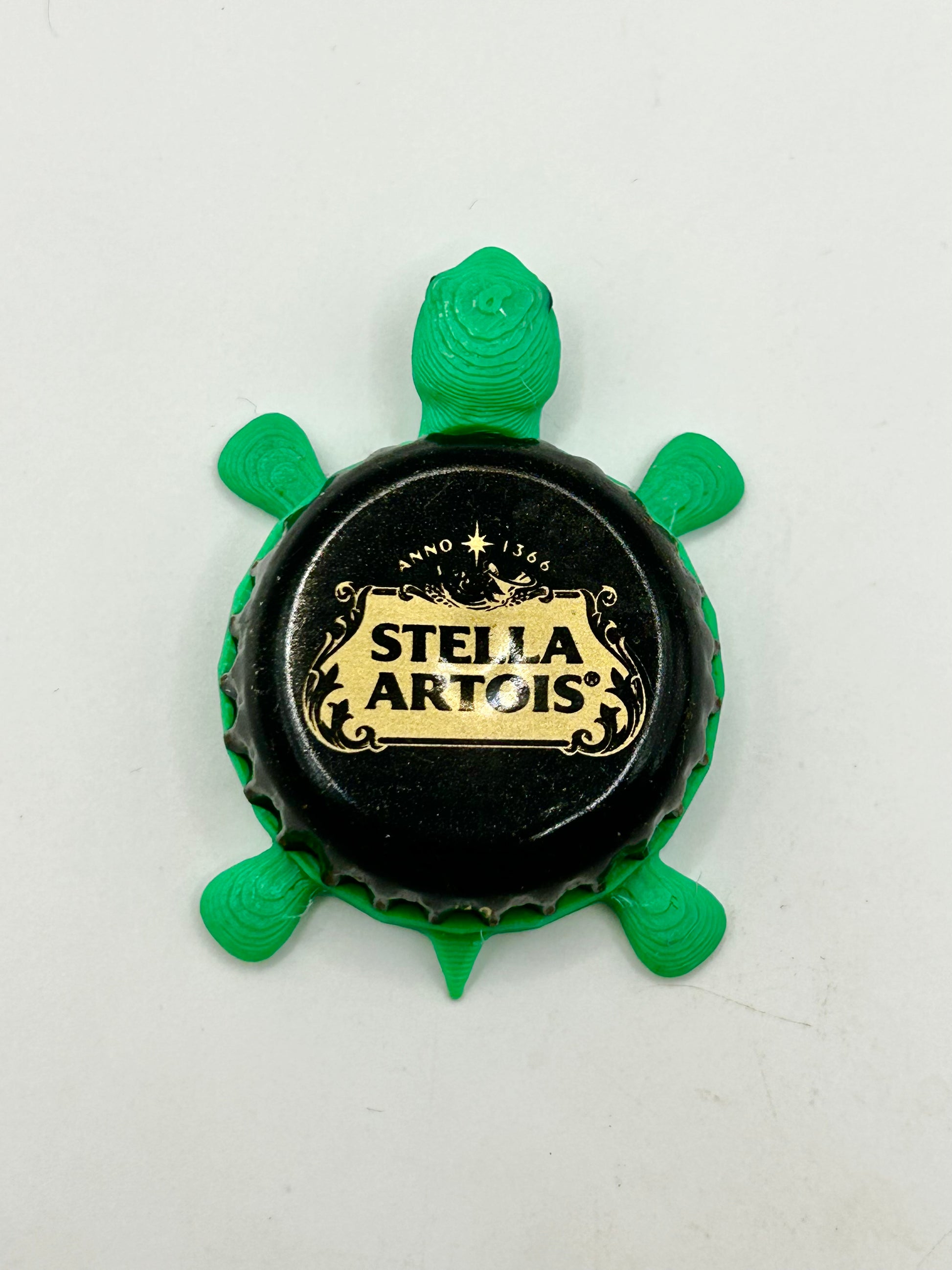 Stella Artois (Black) - Bottle Cap Magnet Turtle Shell Shocked Art