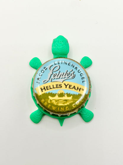 Leinenkugel's Helles Yeah - Bottle Cap Magnet Turtle Shell Shocked Art
