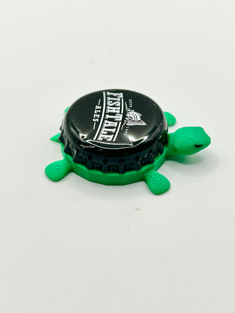 Fish Tale Ales - Bottle Cap Magnet Turtle Shell Shocked Art