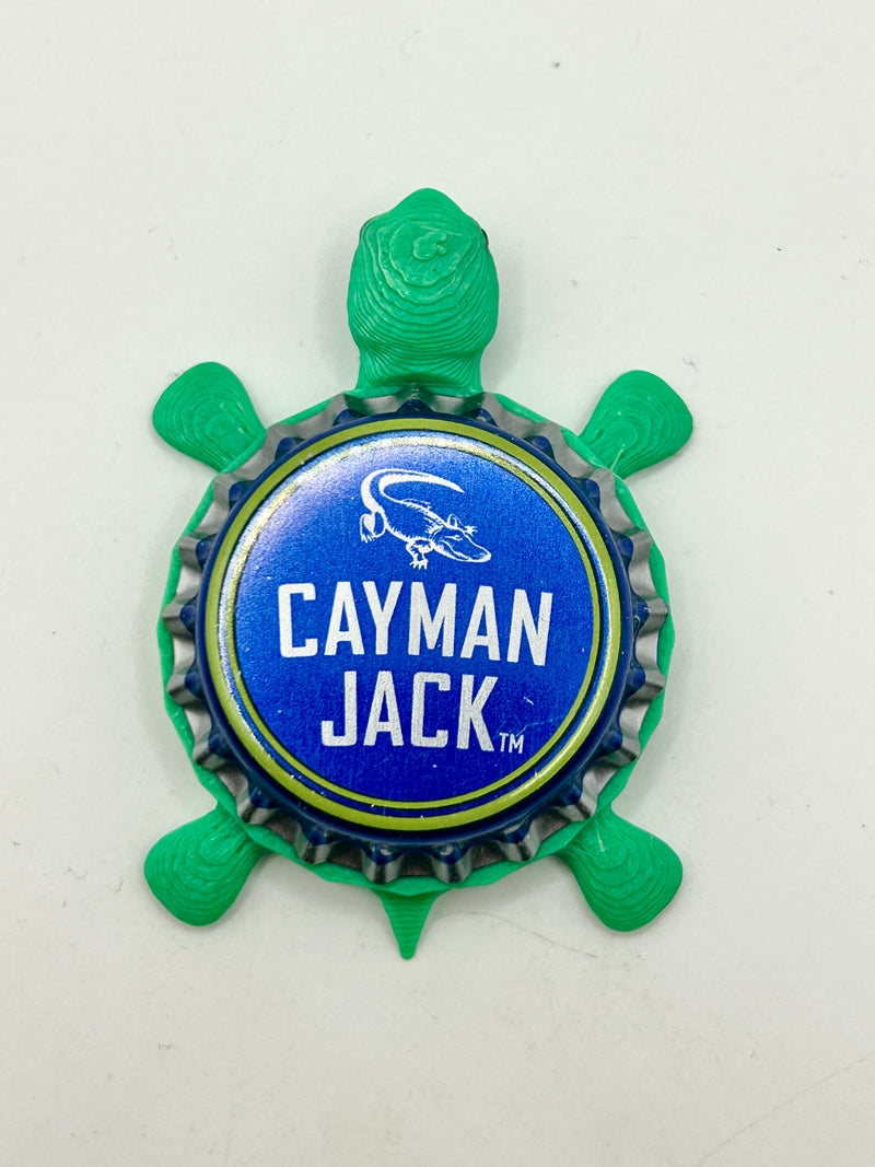 Cayman Jack (Alligator, Green Trim) - Bottle Cap Magnet Turtle Shell Shocked Art