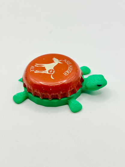 Ass Kisser Ale - Bottle Cap Magnet Turtle Shell Shocked Art