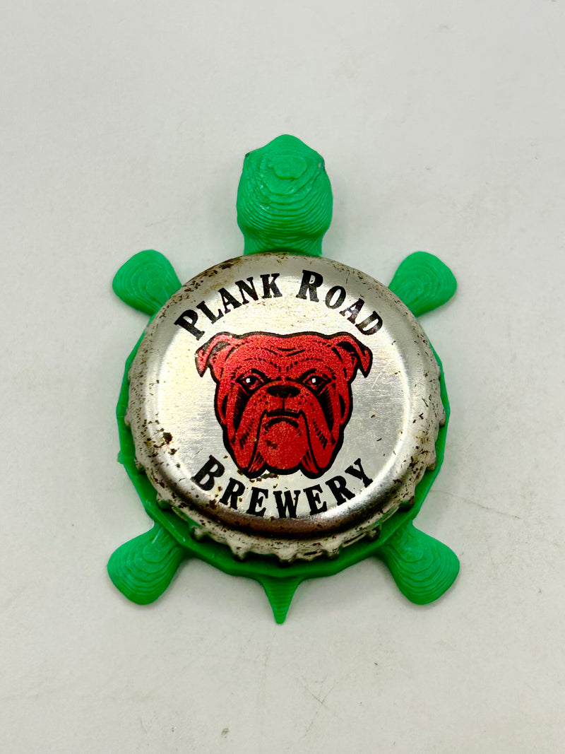 Red Dog Plank Road Brewery - Bottle Cap Magnet Turtle Shell Shocked Art