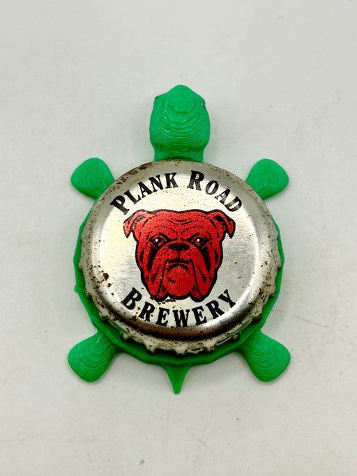 Red Dog Plank Road Brewery - Bottle Cap Magnet Turtle Shell Shocked Art