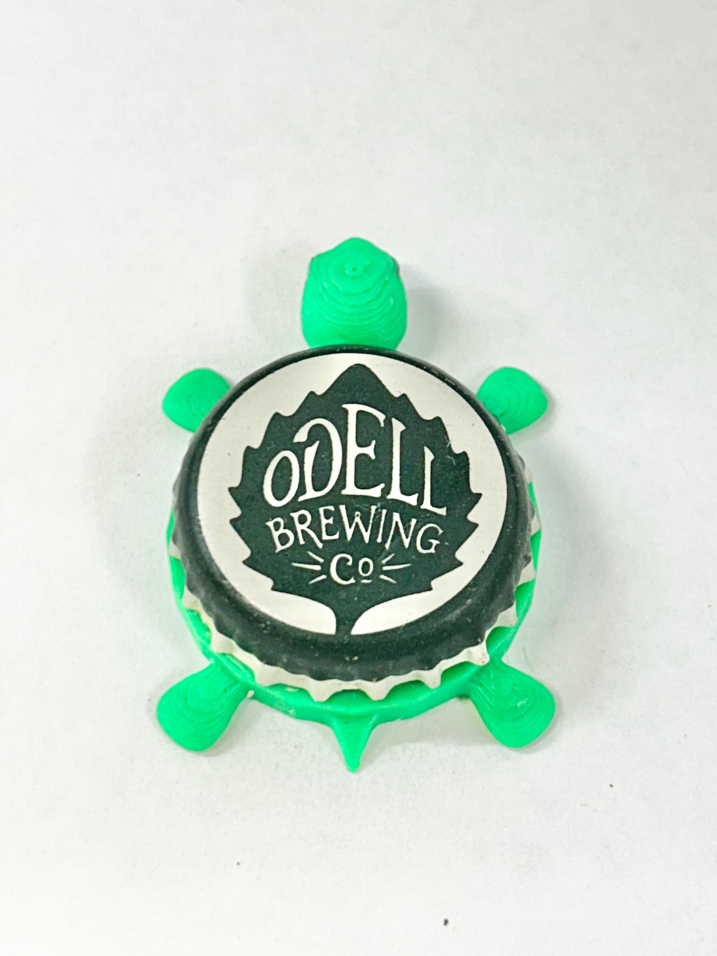 Odell Brewing Co (Green) - Bottle Cap Magnet Turtle